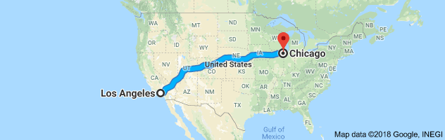 Los Angeles to Chicago Moving Company Route