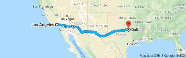 Los Angeles to Dallas Moving Company Route