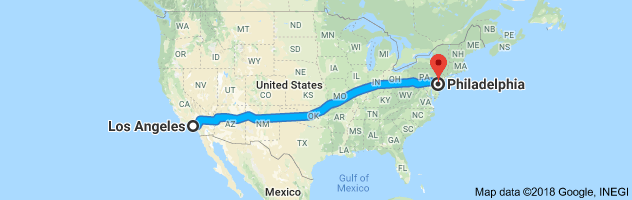 Los Angeles to Philadelphia Moving Company Route